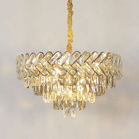 Gold Crystal Chandelier Adjustable Ceiling Light