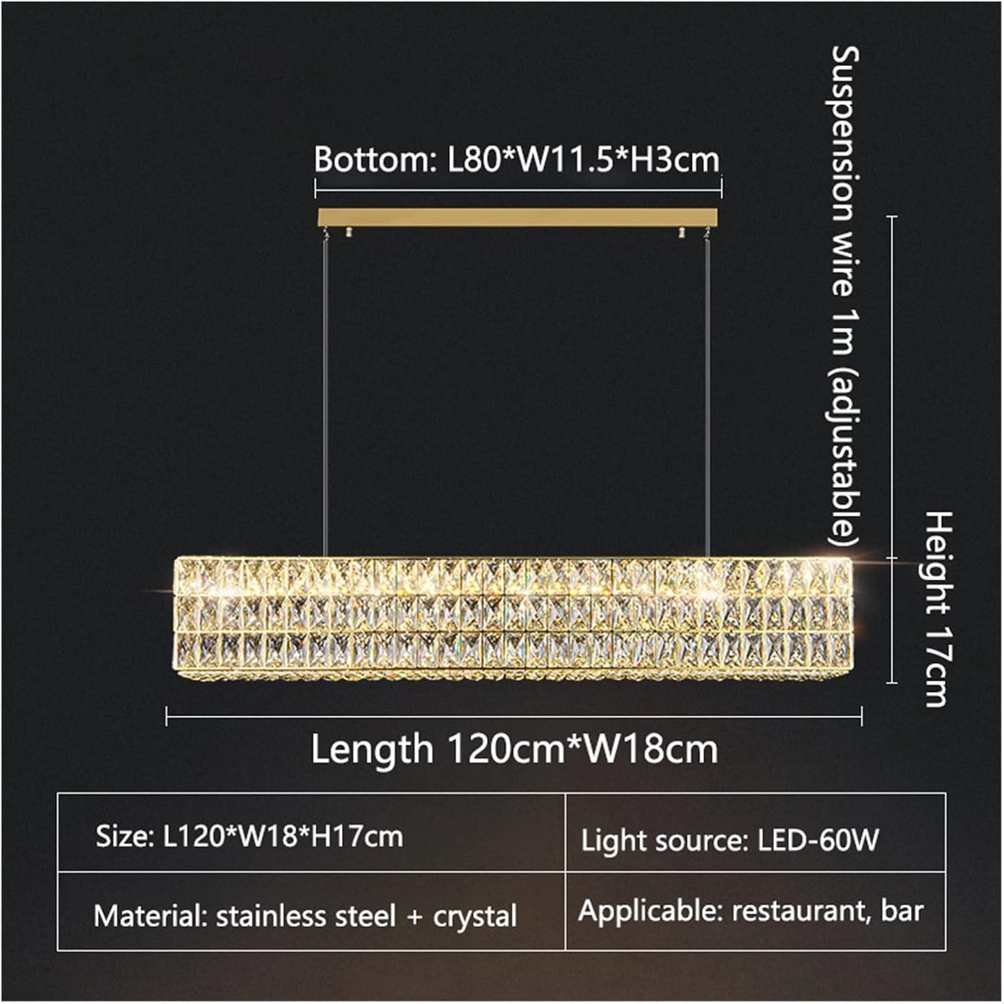 Glossy Crystal Rectangular Lamp Chandelier