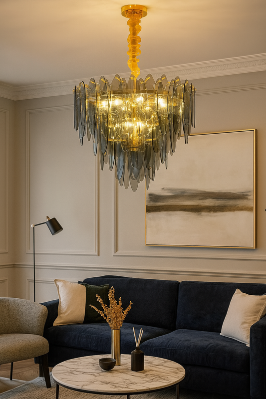 Art Postmodern Glass & Iron LED Chandelier