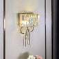 Antique Brass Finish Bow Shape Crystal Wall Lamp