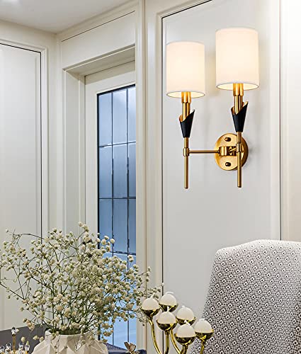 Gold Black Shade Wall Light Metal - Warm White