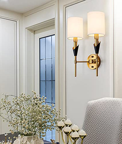 Gold Black Shade Wall Light Metal - Warm White