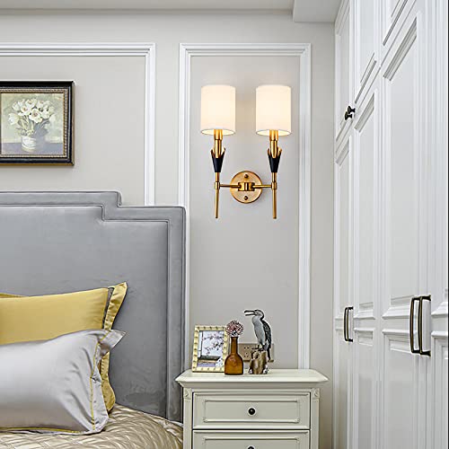 Gold Black Shade Wall Light Metal - Warm White