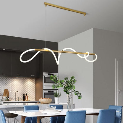 Gold Metallic Linear Hanging Light