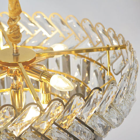 Gold Crystal Chandelier Adjustable Ceiling Light