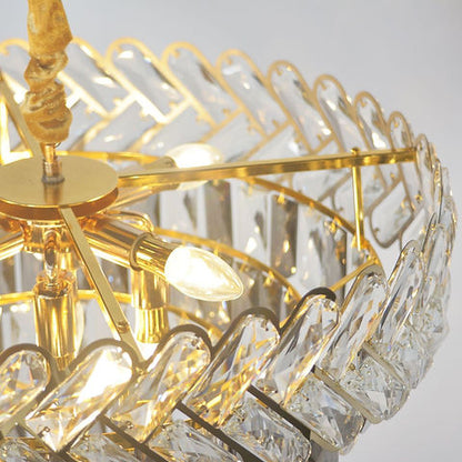 Gold Crystal Chandelier Adjustable Ceiling Light
