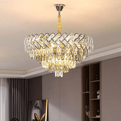 Gold Crystal Chandelier Adjustable Ceiling Light