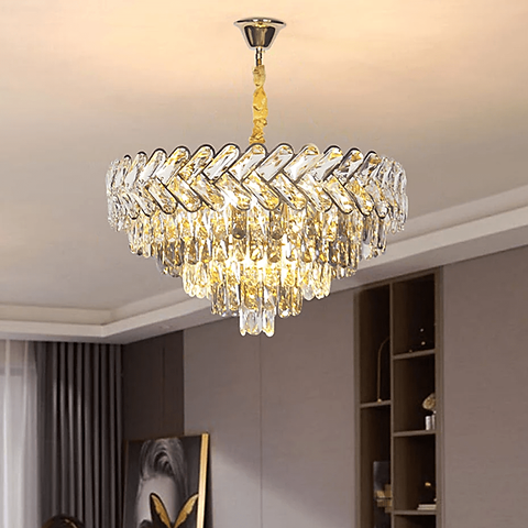 Gold Crystal Chandelier Adjustable Ceiling Light