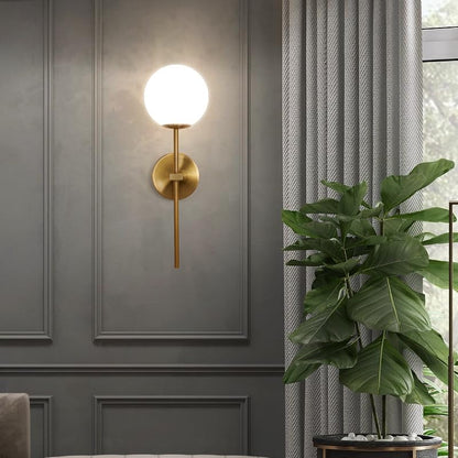 Gold Frost Glass American Glass Ball Wall Light