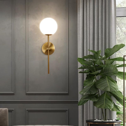 Gold Frost Glass American Glass Ball Wall Light