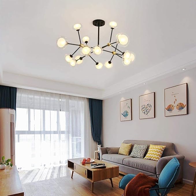 Mid Century Black Chandelier