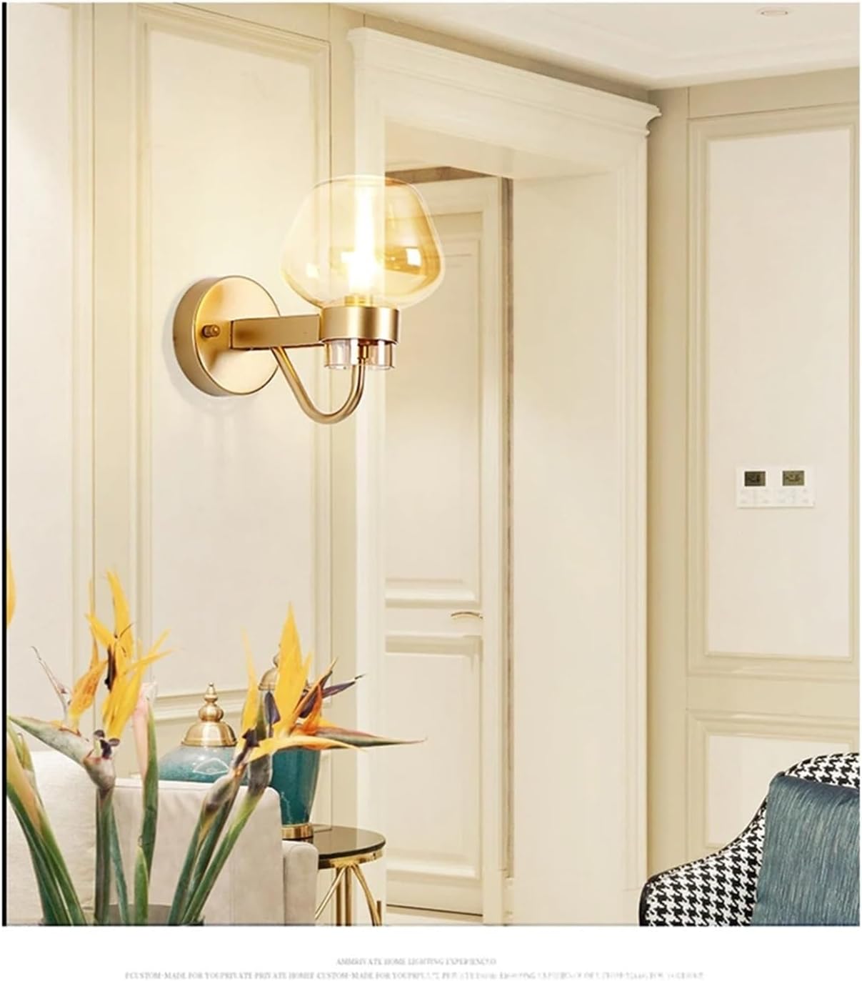 Modern Brass & Clear Glass Orb Wall Lamp
