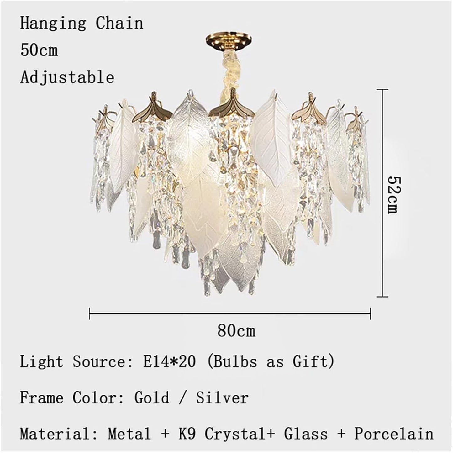 Porcelain Leaves Glass Chandeliers