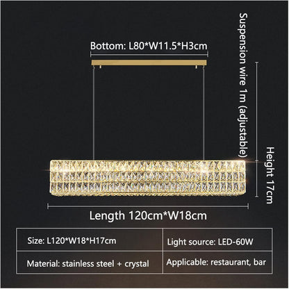 Glossy Crystal Rectangular Lamp Chandelier