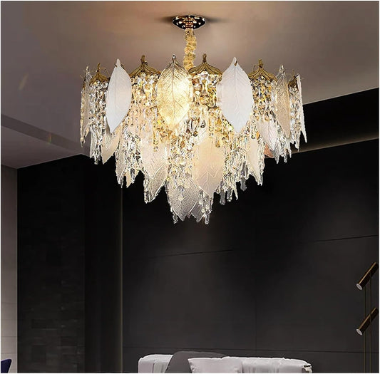 Porcelain Leaves Glass Chandeliers