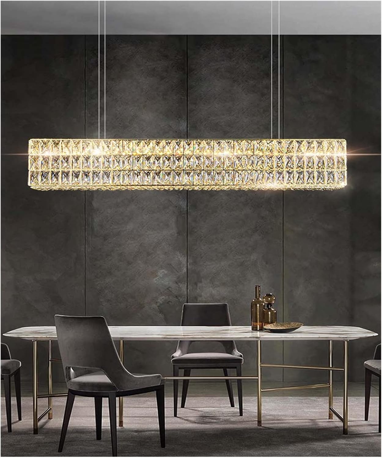 Glossy Crystal Rectangular Lamp Chandelier