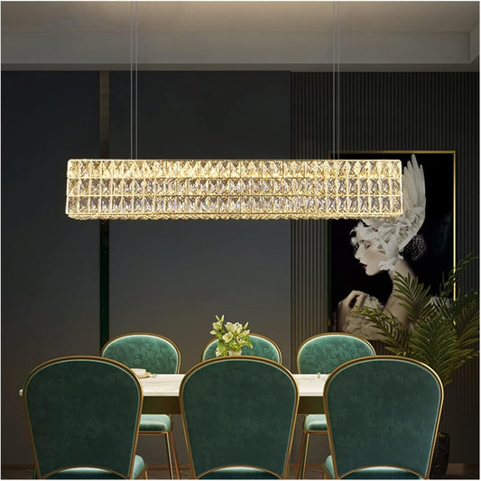 Glossy Crystal Rectangular Lamp Chandelier