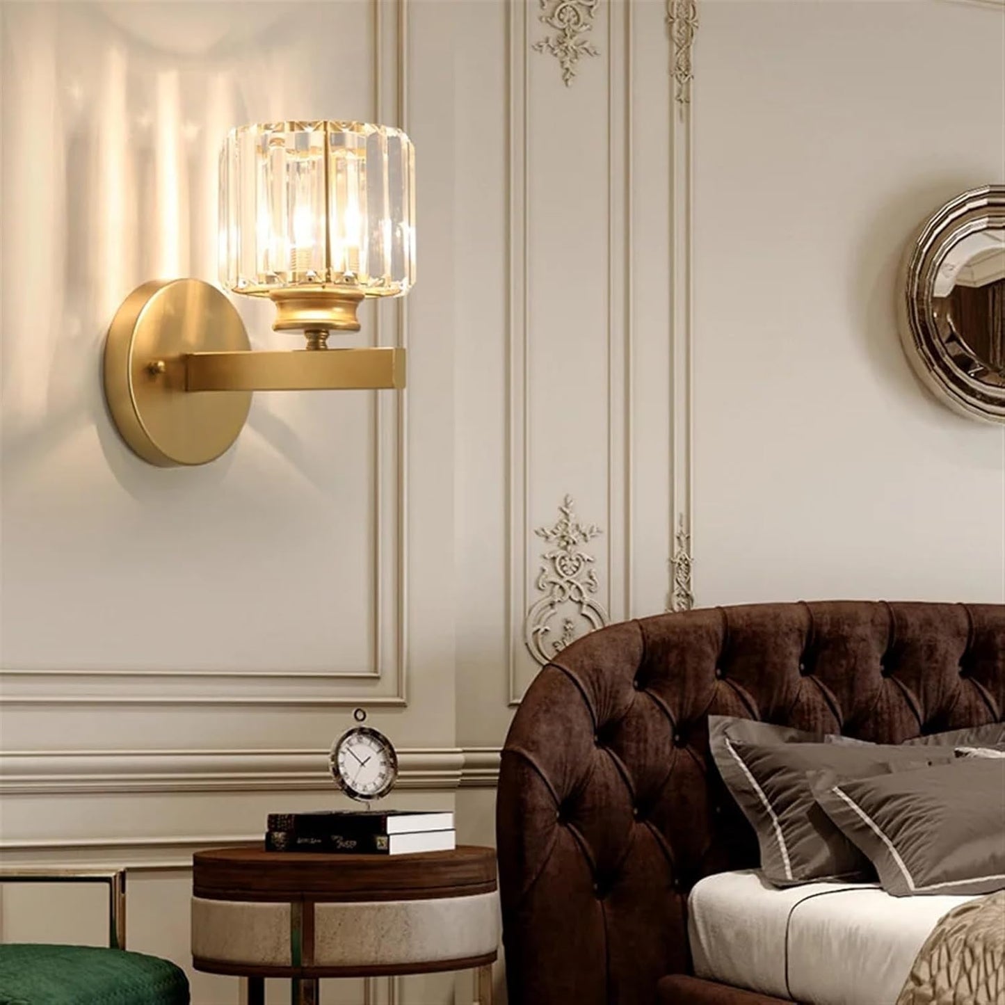 Elegant Crystal & Brass Wall Lamp