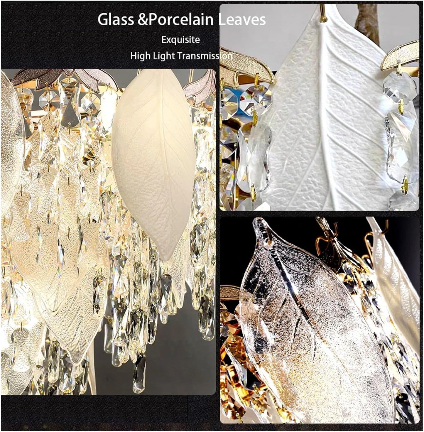 Porcelain Leaves Glass Chandeliers