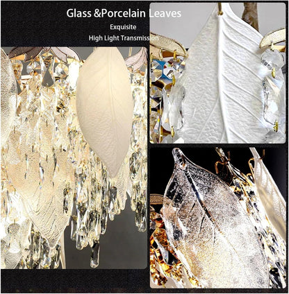 Porcelain Leaves Glass Chandeliers