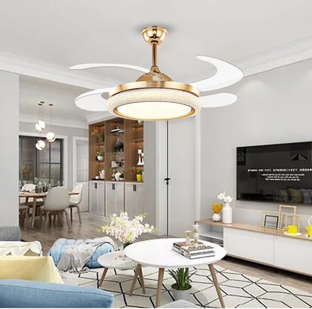 Goldeb Modern Ceiling Fan Chandelier with Remote