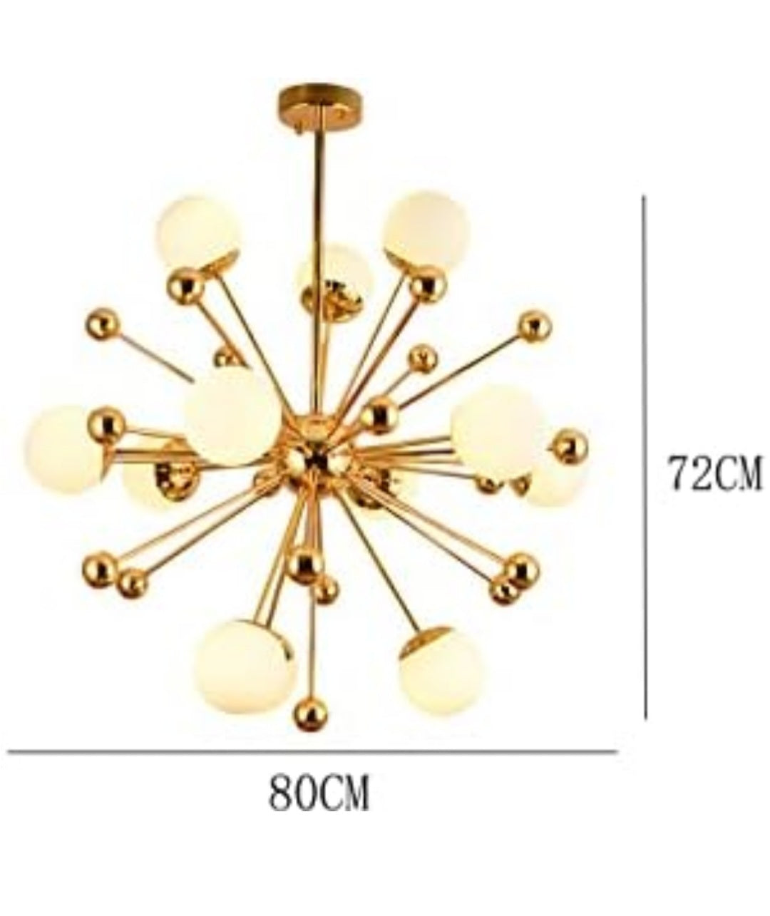 12 Light Gold Frosted Glass Chandelier - Warm White
