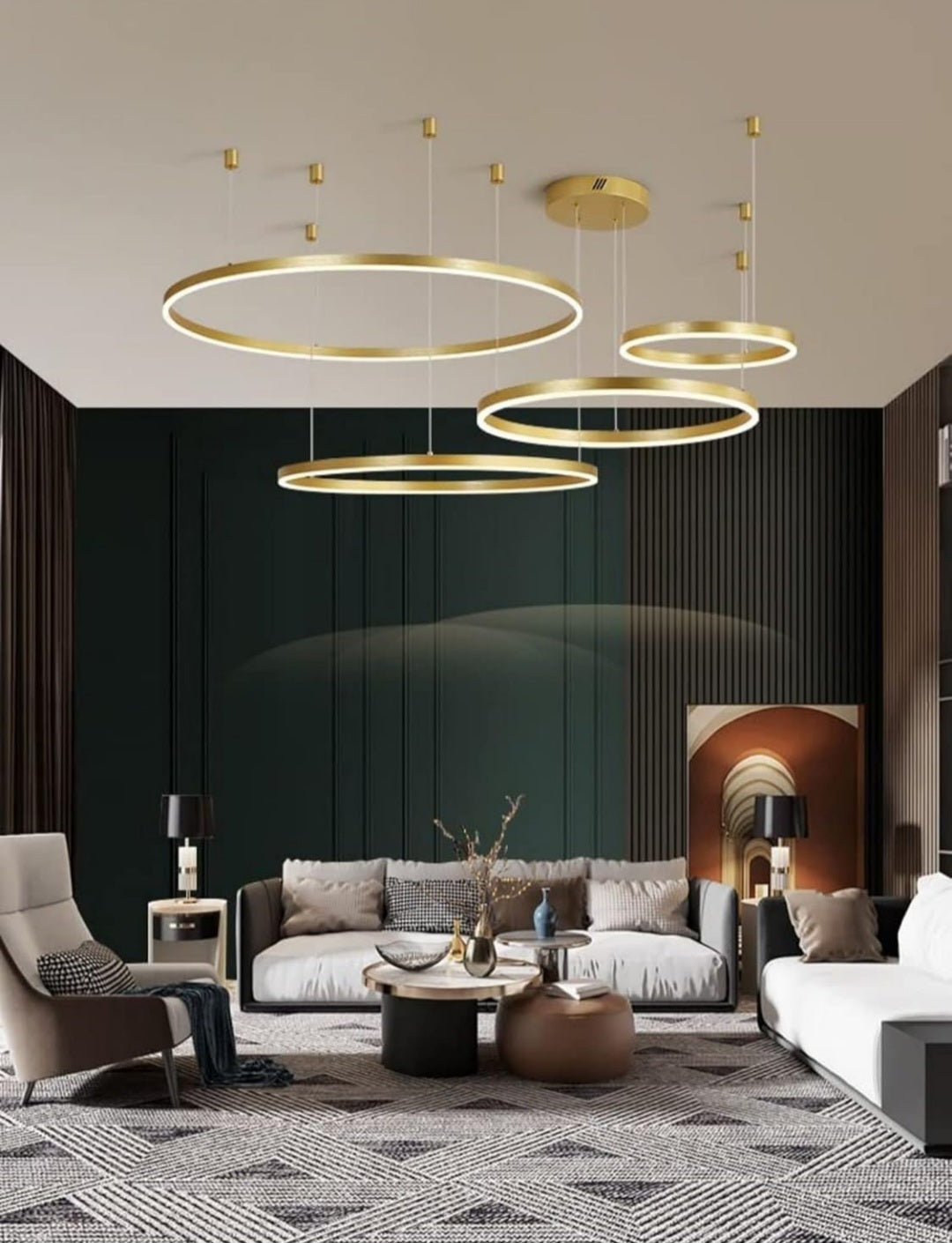 Metal LED Pendant Chandelier 4 Rings