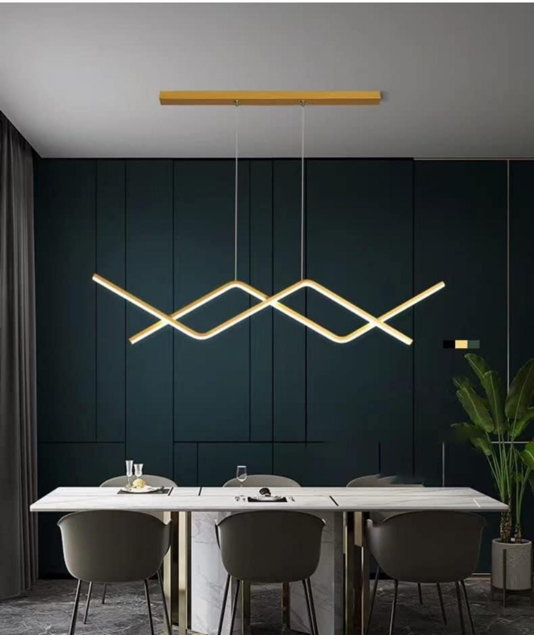 Gold Body Hanging Linear Chandelier