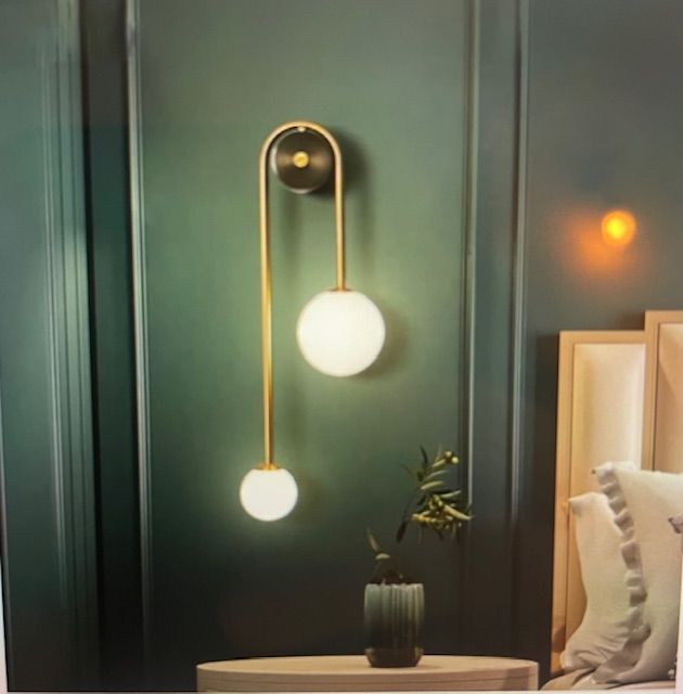 U-Shape Linear with Milk Glass Shade Wall Lamp